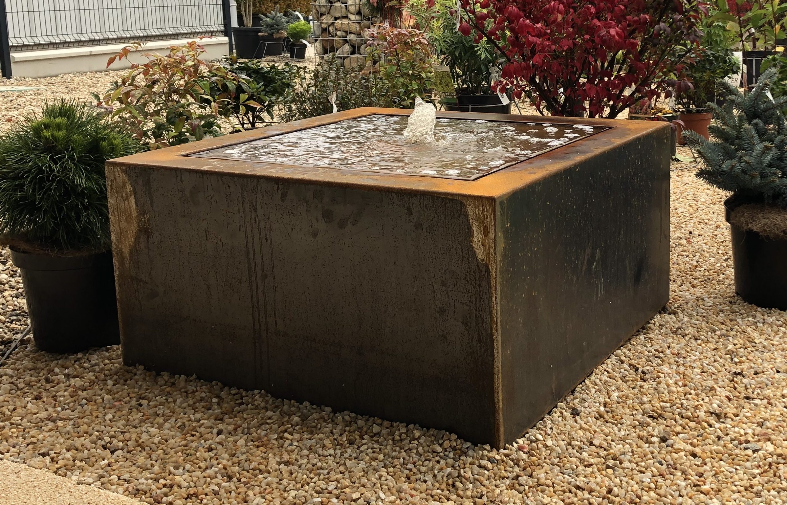 Fontaine acier corten Serge Bollard paysagiste Saix