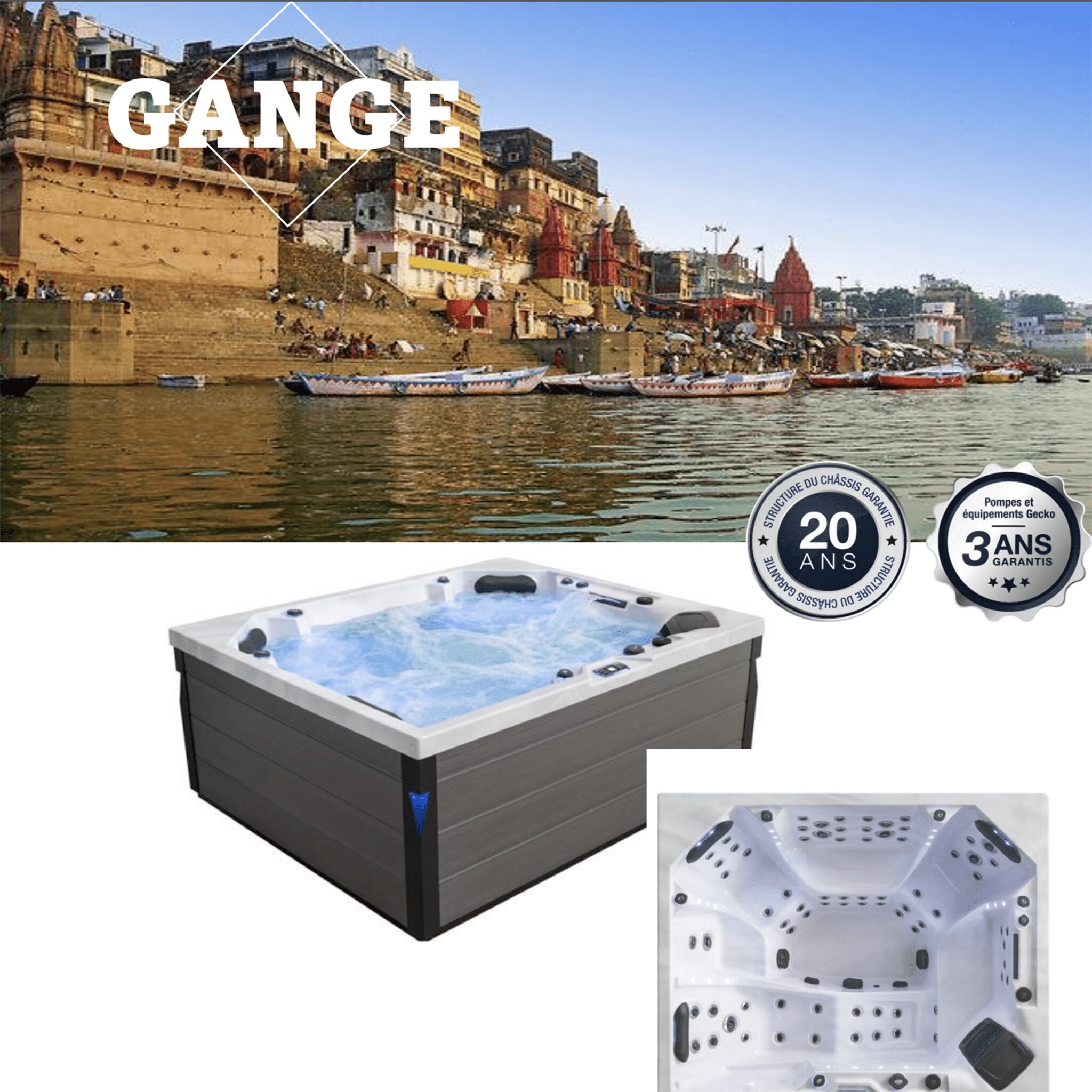 Dimensions : 225x185x90cm -
1 place allongée 3 assises et 1 DUO